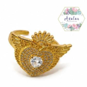 ANILLO SAGRADO CORAZON INCRUSTADO DORADO