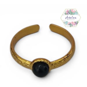 ANILLO PIEDRA NEGRO CIRCULAR