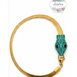 PULSERA DE PLANCHA SERPIENTE VERDE AQUA