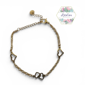 PULSERA DORADA 4 CORAZONES ESQUISITA