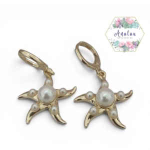 ARETES DE ESTRELLA PERLA BLANCO