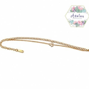 PULSERA DOBLE CADENA DELGADA 1 FLOR