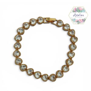 PULSERA DE CORAZON BLANCO CON DORADO