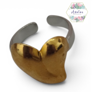 ANILLO CORAZON DORADO CON PLATA