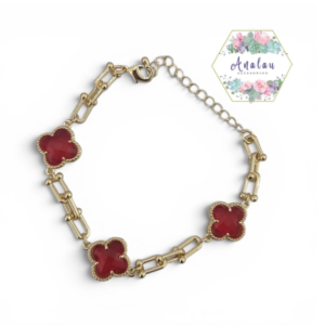 PULSERA TREBOL ROJO TRANSPARENTE 3