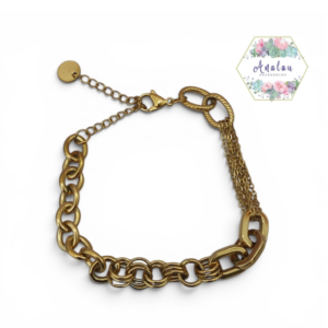 PULSERA ESLABONES DORADO Y CADENA DELGADA VARIAS