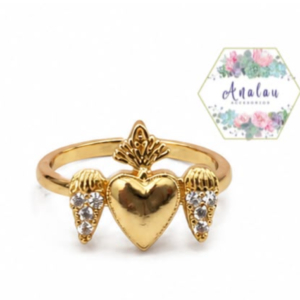 ANILLO SAGRADO CORAZON ALAS INCRUSTADAS