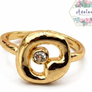 ANILLO ASIMETRICO DORADO 1 DIAMANTE CENTRAL