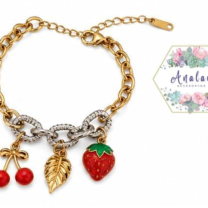 PULSERA CEREZA HOJA FRESA