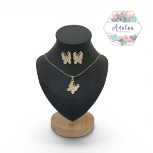 COLLAR ARETES DE MARIPOSA DIAMANTES