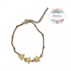 PULSERA 3 ESTRELLA DORADA LISA