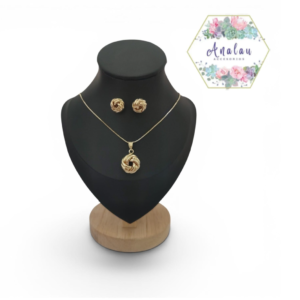 COLLAR ARETES DE NUDO DORADO CIRCULAR
