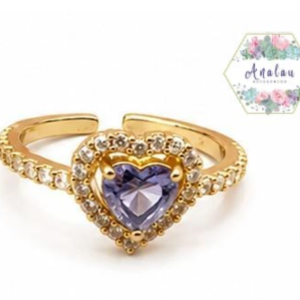 ANILLO LILA CORAZON INCRUSTADO