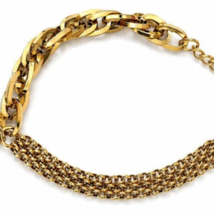 PULSERA TEJIDO CHINO Y ENTGRELAZAD DORADO DIJE CORAZON