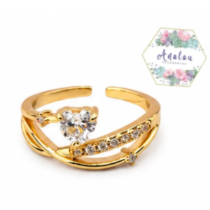 ANILLO CORAZON BLANCO Y MEDIA CHURUMBERA 3 LINEAS