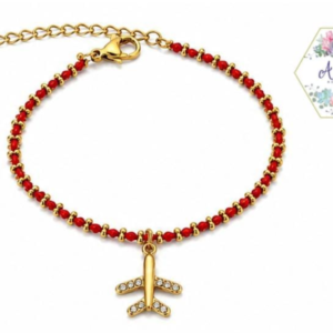 PULSERA LISTON ROJO DIJE AVION