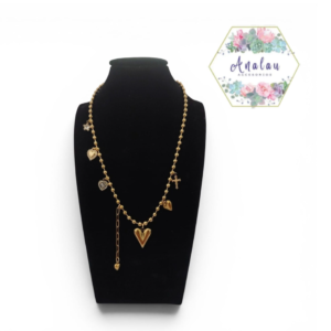 COLLAR DORADO CORAZONES 1 CRUZ