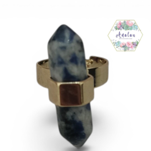 ANILLO HEXAGONAL PUNTAS AZUL INTENSO Y BLANCO
