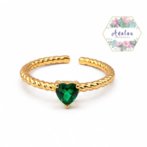 ANILLO CORAZON VERDE TORCIDO