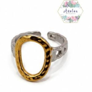 ANILLO OVALADO TEXTURA MARTILLADA DORADO PLATA