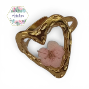 ANILLO CORAZON FLOR ROSA INTERIOR