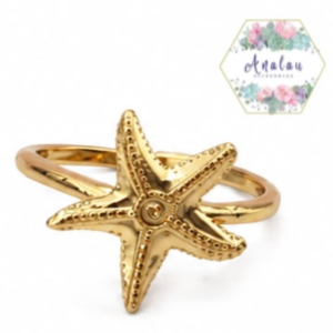 ANILLO ESTRELLA DORADA TEXTUALIZADA