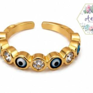 ANILLO DE OJO AZUL Y PIEDRAS