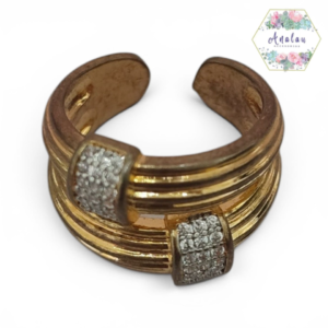 ANILLO DOBLE DORADO RECTAGULOS 2 INCRUSTADOS