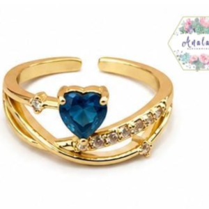 ANILLO CORAZON AZUL Y MEDIA CHURUMBERA 3 LINEAS