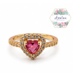 ANILLO CORAZON ROJO INCRUSTACIONES