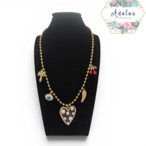 COLLAR CORAZON PERLA CEREZA OJO HONGO