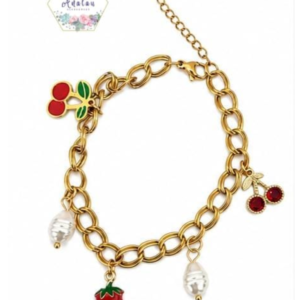 PULSERA CEREZA PIEDRAS BLANCAS
