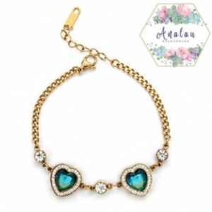 PULSERA 2 CORAZONES AZUL A2QUA