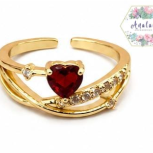 ANILLO CORAZON ROJO Y MEDIA CHURUMBERA 3 LINEAS