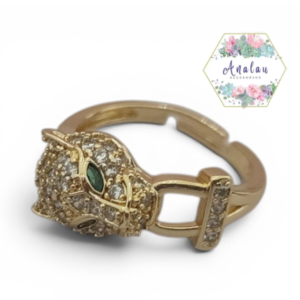 ANILLO PUMA DORADO VERDE