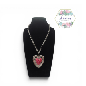 COLLAR DE CORAZON ROJO PLATA GRANDE
