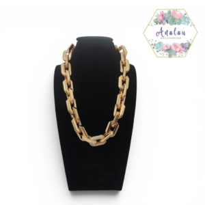 COLLAR CADENA GRANDE DORADA INCRUSTADA 2 ESLABONES