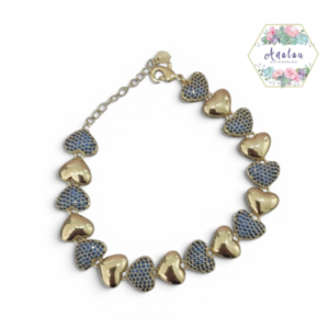PULSERA DE CORAZON INCRUSTADOS AZUL