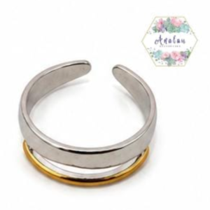 ANILLO DE LINEAS PLATA Y DORADO 2