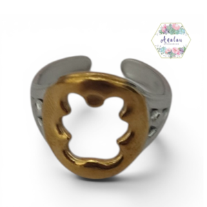 ANILLO PLATA CON DORADO UN HUECO DE OSO