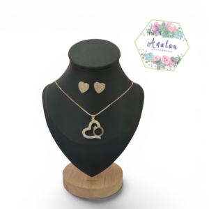 COLLAR ARETES CORAZON Y ANILLO COMPROMISO