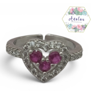 ANILLO PLATA 3 PIEDRAS ROSA
