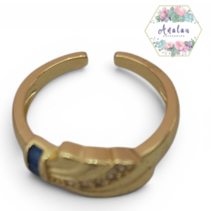 ANILLO DORADO CON AZUL A UN LADO