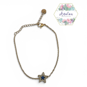 PULSERA DORADA ESTRELLA AZUL INCRUSTADA