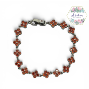 PULSERA DE TREBOL NARANJA PLATA