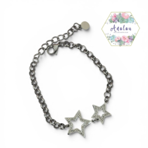 PULSERA DE ESTRELLA 2 PLATA INCRUSTADAS