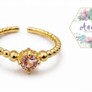 ANILLO CIRCULOS 1 PIEDRA CIRCULAR ROSA