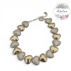 PULSERA CORAZON LISO Y INCRUSTADO