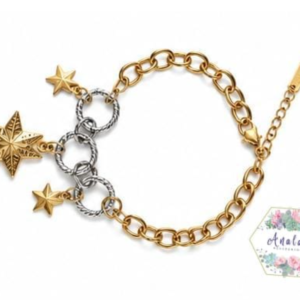 PULSERA 3 ESTRELLAS CIRCULOS PLATA
