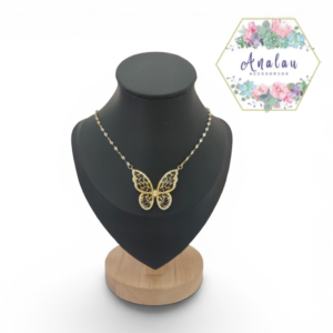 COLLAR MARIPOSA NEGRO MEDIANOCON DORADO